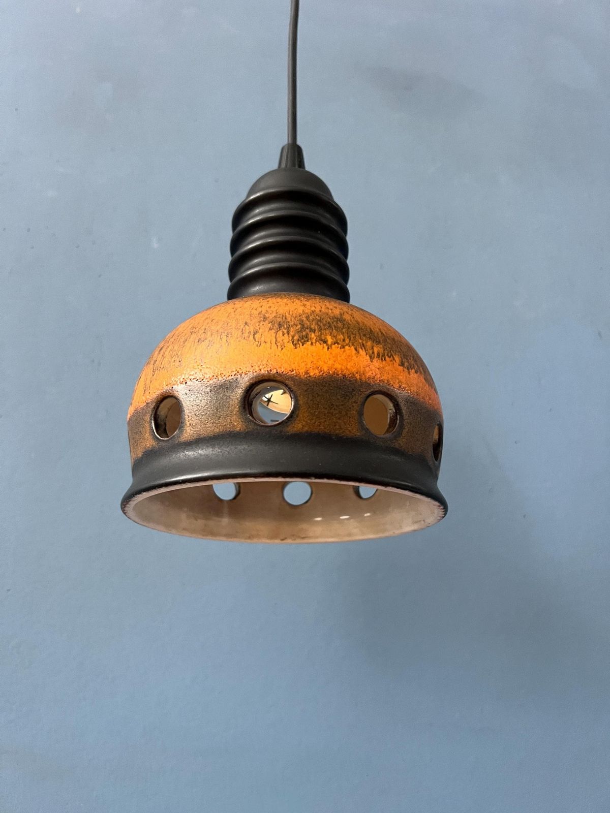 Brown Mid Century West Germany Ceramic Pendant Lamp photo buy