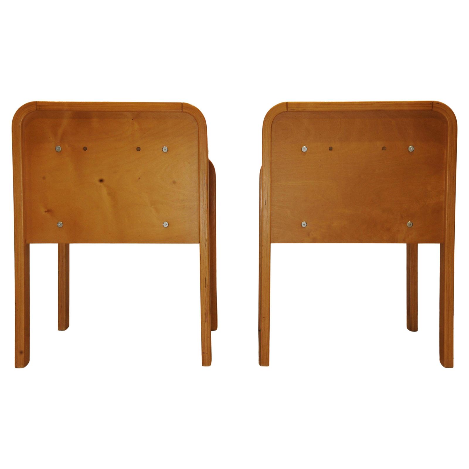 photo buy A Pair Of Original Isku Oy Of Finland Bent Plywood Birch Bedside Tables With Maker's Labels 1980's Ol