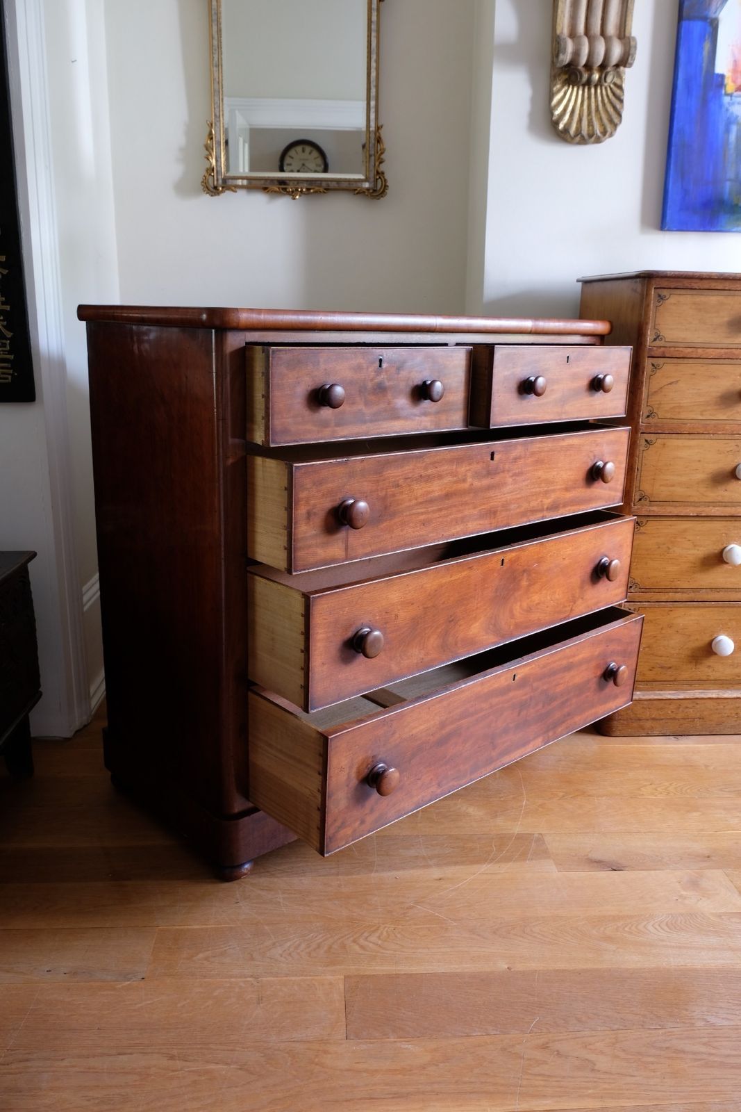 Antique Mahogany Chest Of Drawers – 2 Small Over 3 Large photo vinterior