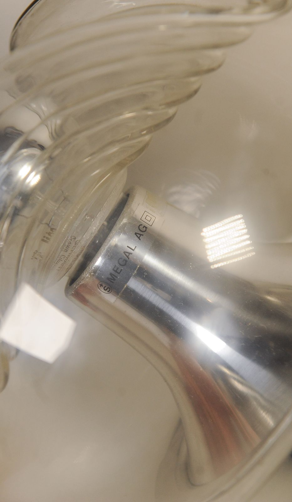 Art Deco Design Organic Moulded Glass & Chrome Table Lamp By Mégal Ag Swiss photo furniture