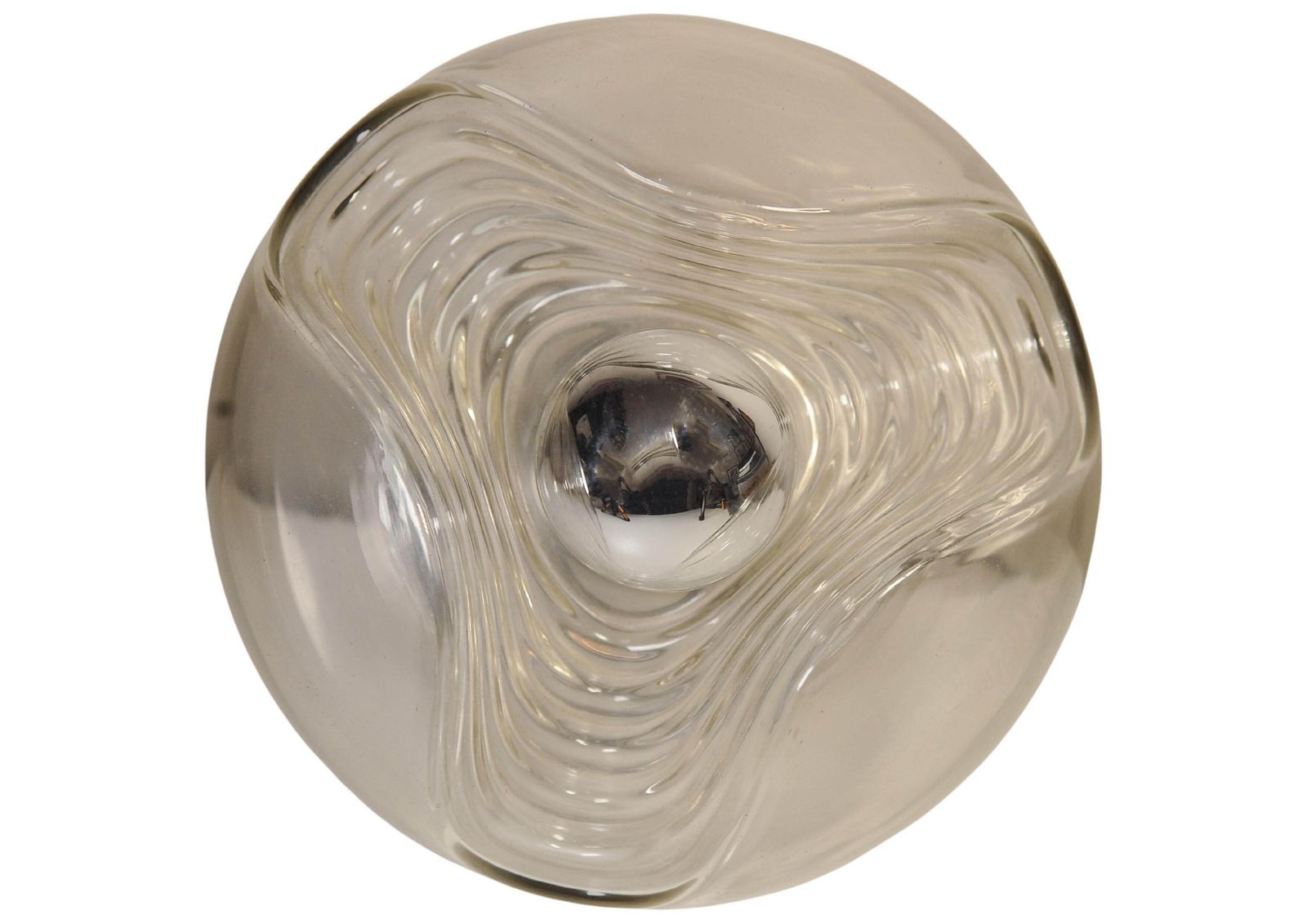 Art Deco Design Organic Moulded Glass & Chrome Table Lamp By Mégal Ag Swiss photo for sale