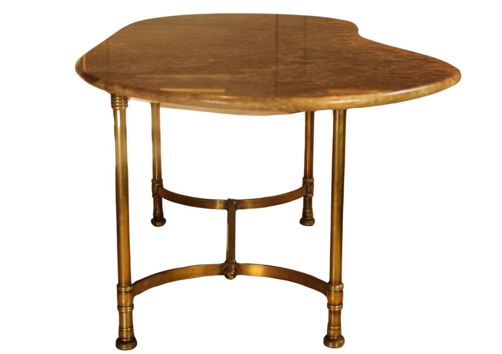 Italian Mid Century Occasional Table Made Of Brass With A Kidney Shaped Marble Top Circa 1950's photo 1670.0