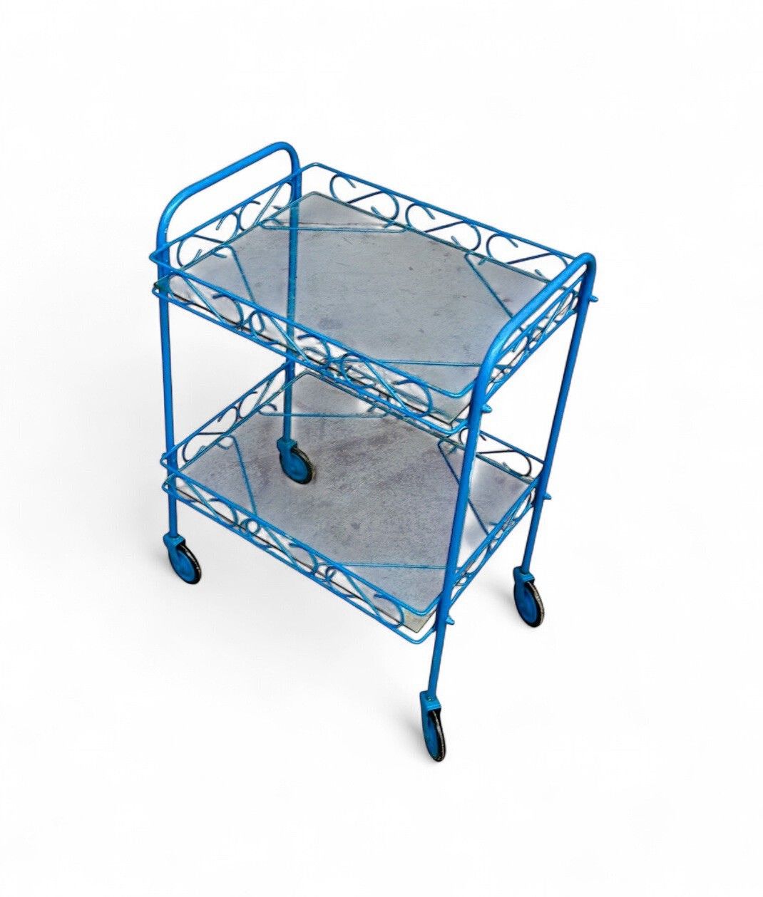 Drinks Trolley Gin Bar Steel And Glass C1950s Rare Two Tier