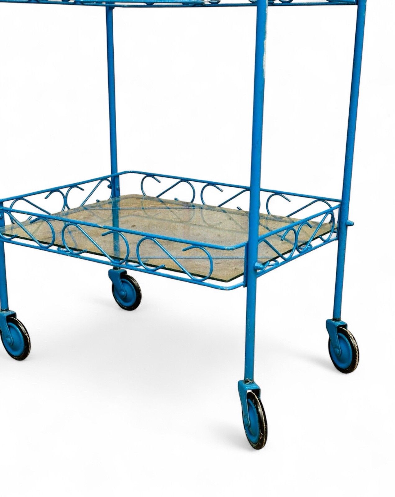 Drinks Trolley Gin Bar Steel And Glass C1950s Rare Two Tier photo for sale