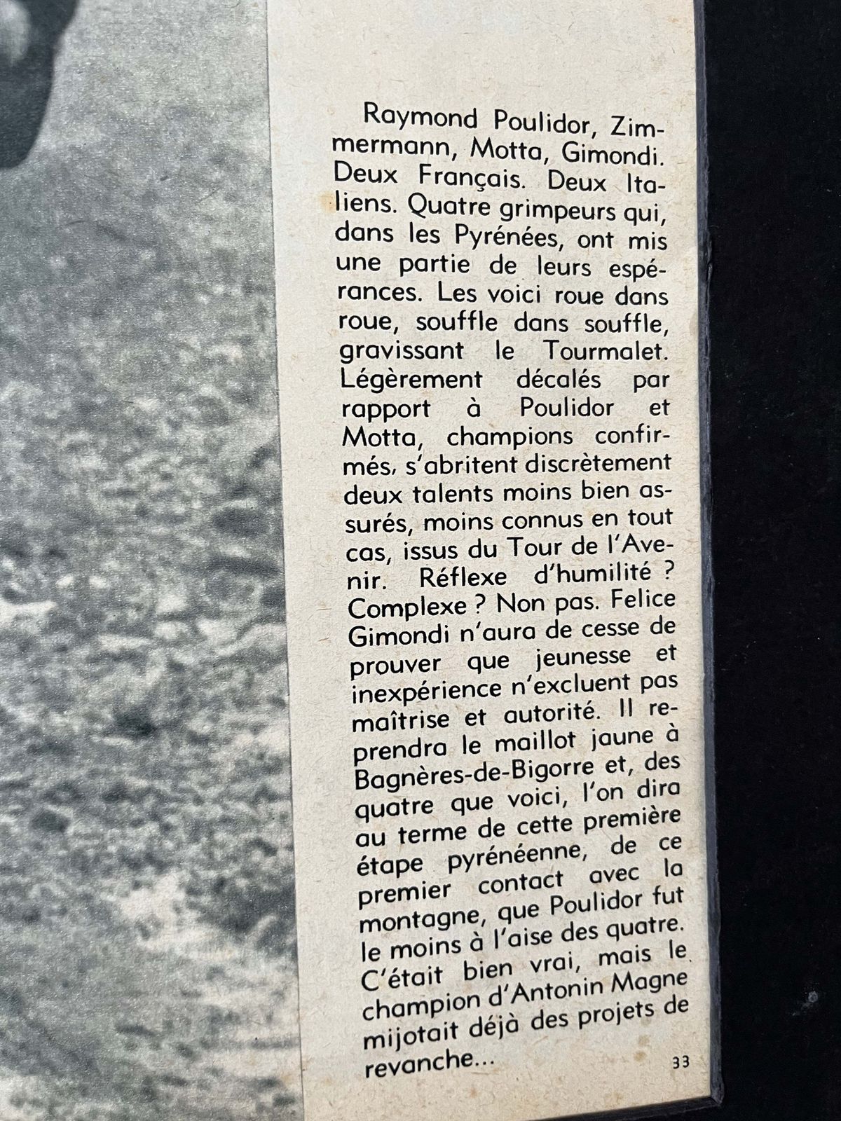 Vintage Cycling Print   Tour De France, Felice Gimondi Raymond Poulidor Pyrenees 1965 photo Art