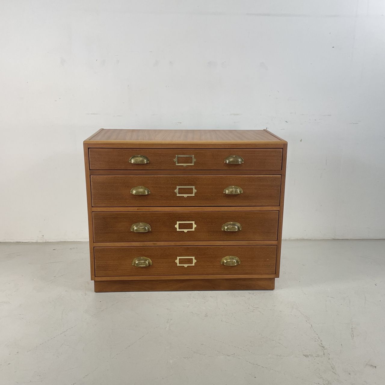 4 Drawer 1930s Plan Chest With Brass Cup Handles photo furniture