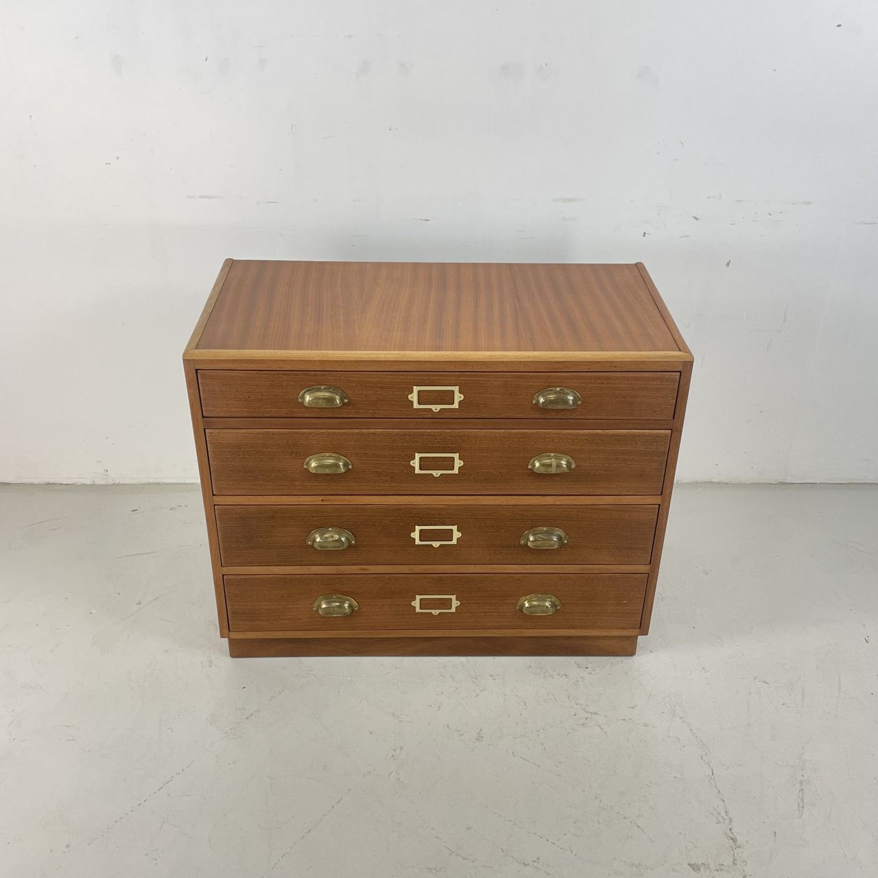4 Drawer 1930s Plan Chest With Brass Cup Handles photo for sale