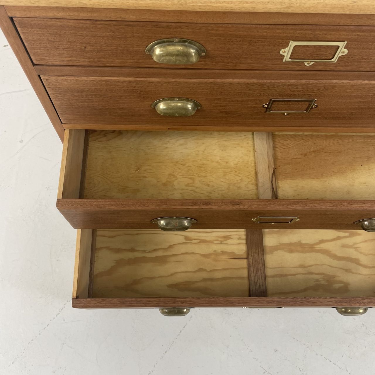 4 Drawer 1930s Plan Chest With Brass Cup Handles photo buy