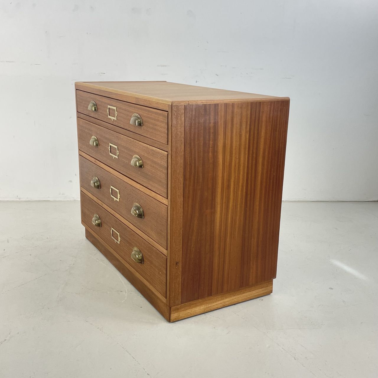 Furniture 4 Drawer 1930s Plan Chest With Brass Cup Handles photo