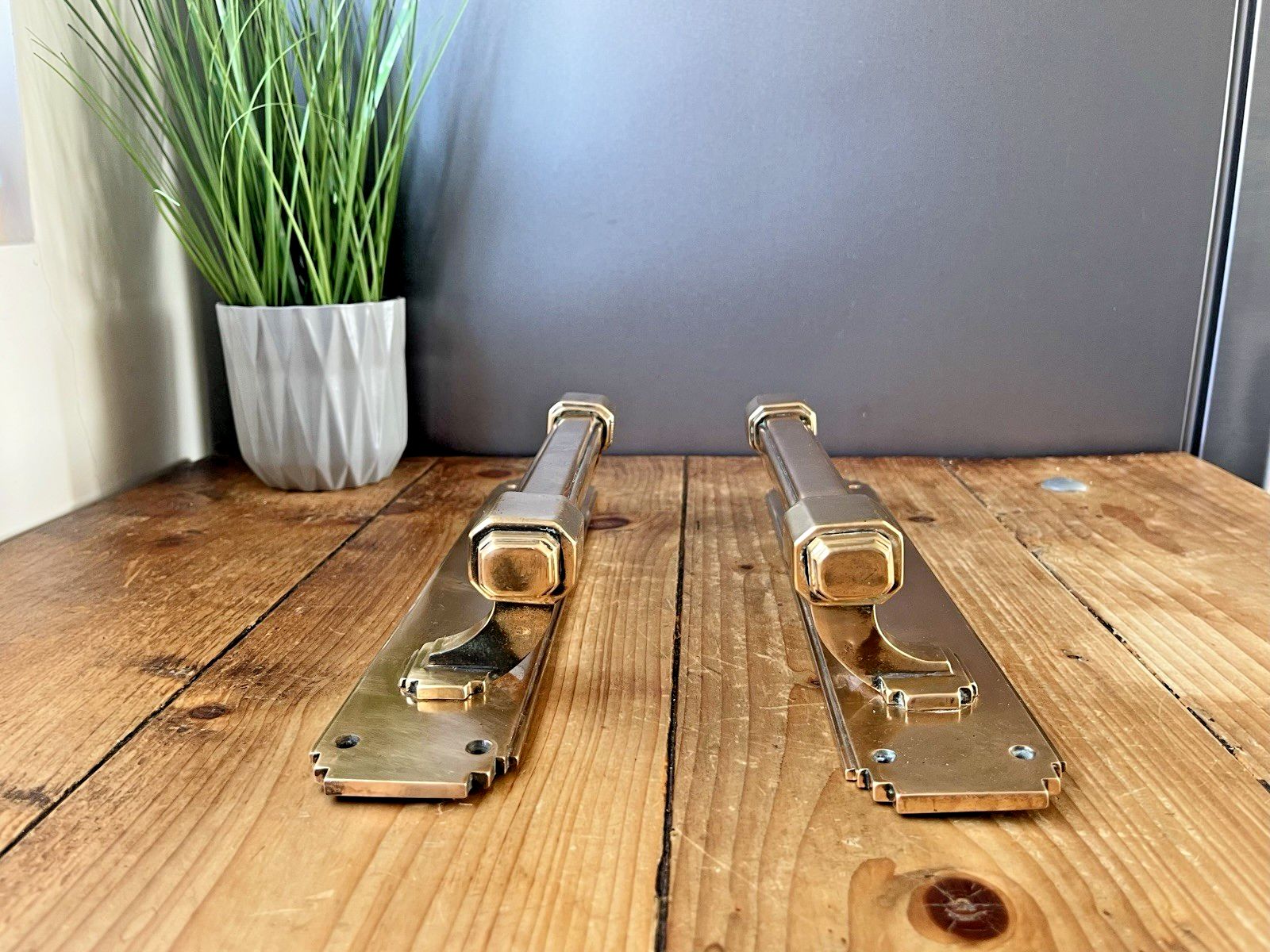 photo furniture Superb Pair Of Quality 13.5" French Antique Art Deco Bronze Door Pull Handles