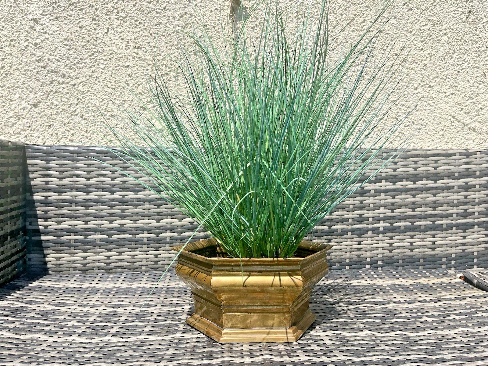 Art Deco Style Hexagonal Stepped Brass Planter Plant Cache Pot Antique Vintage photo vintage