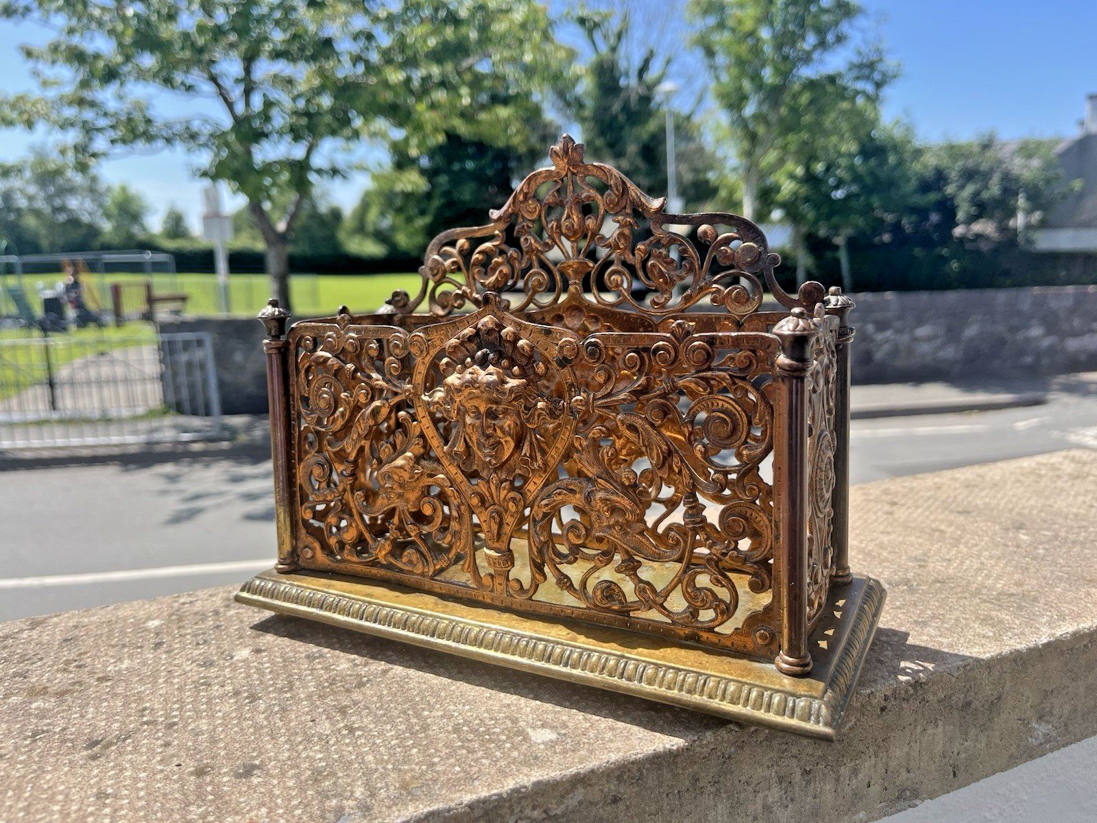 Exceptional Ornate Antique Wt&S William Tonks & Sons Bronze Desk Letter Rack photo furniture