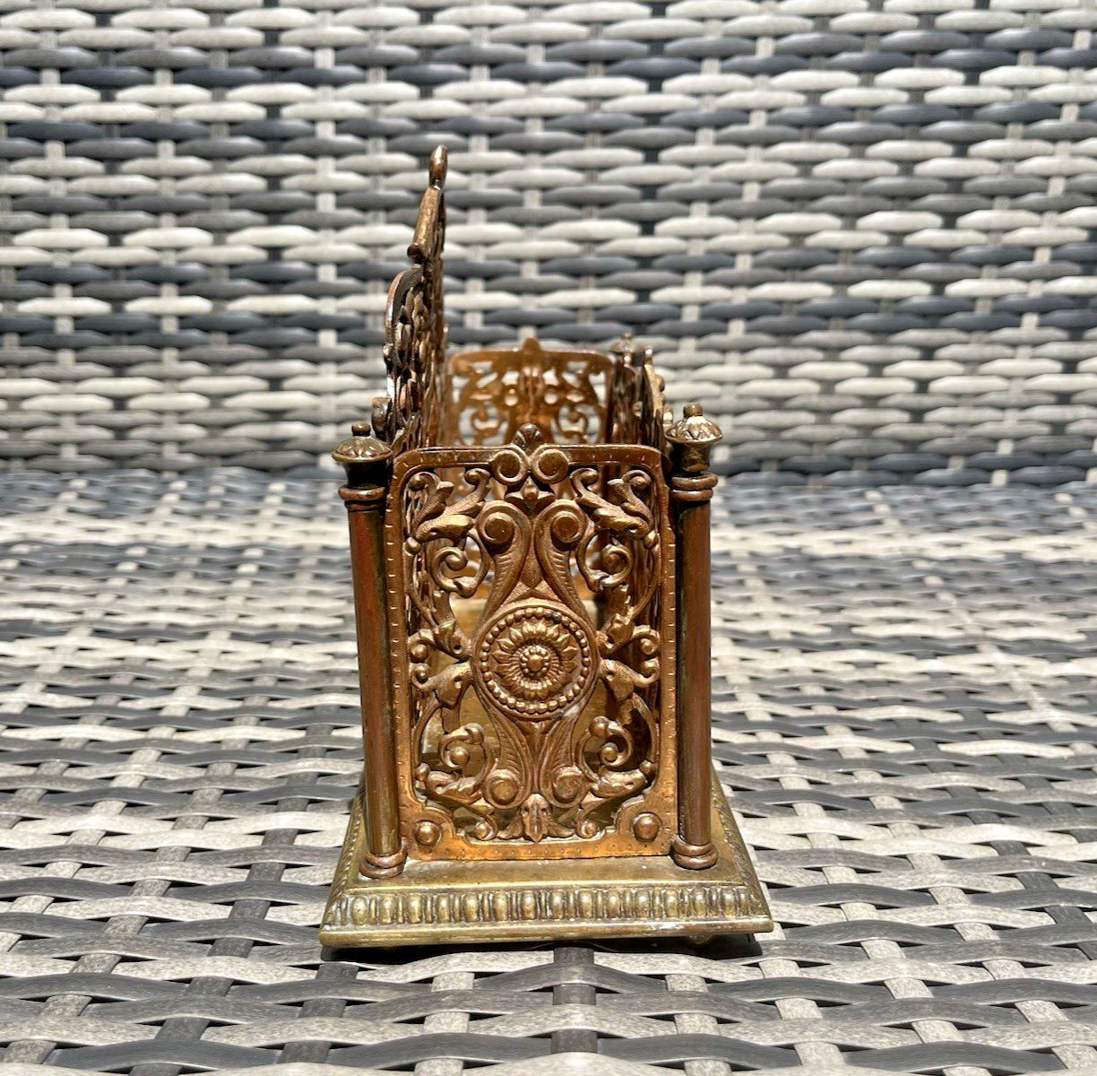 Exceptional Ornate Antique Wt&S William Tonks & Sons Bronze Desk Letter Rack photo vinterior