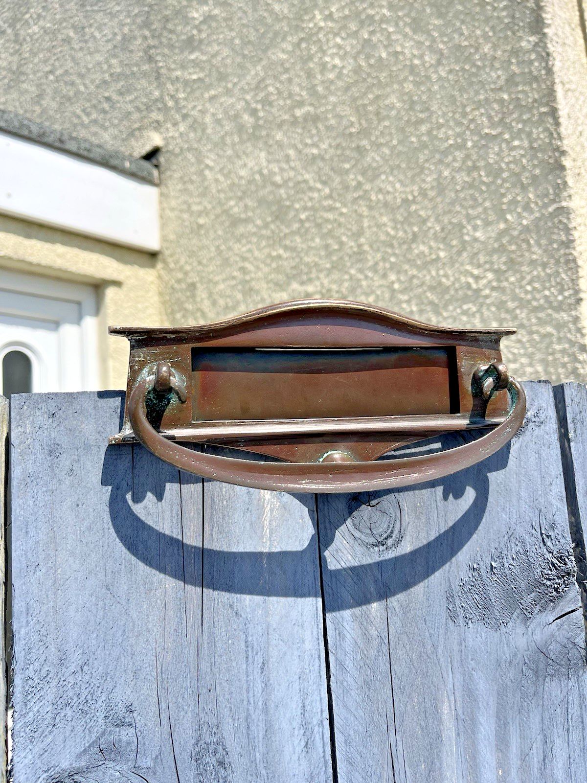 Reclaimed Antique Art Nouveau Bronze Door Knocker Mail Letter Box Posting Slot photo Home Decor