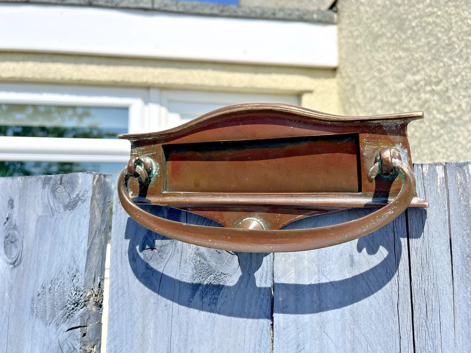 Reclaimed Antique Art Nouveau Bronze Door Knocker Mail Letter Box Posting Slot photo vinterior