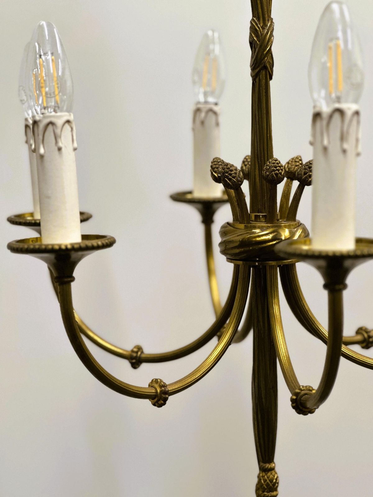 photo furniture Vintage Brass Rope & Tassel Chandelier With 6 Lights, France, 1950s