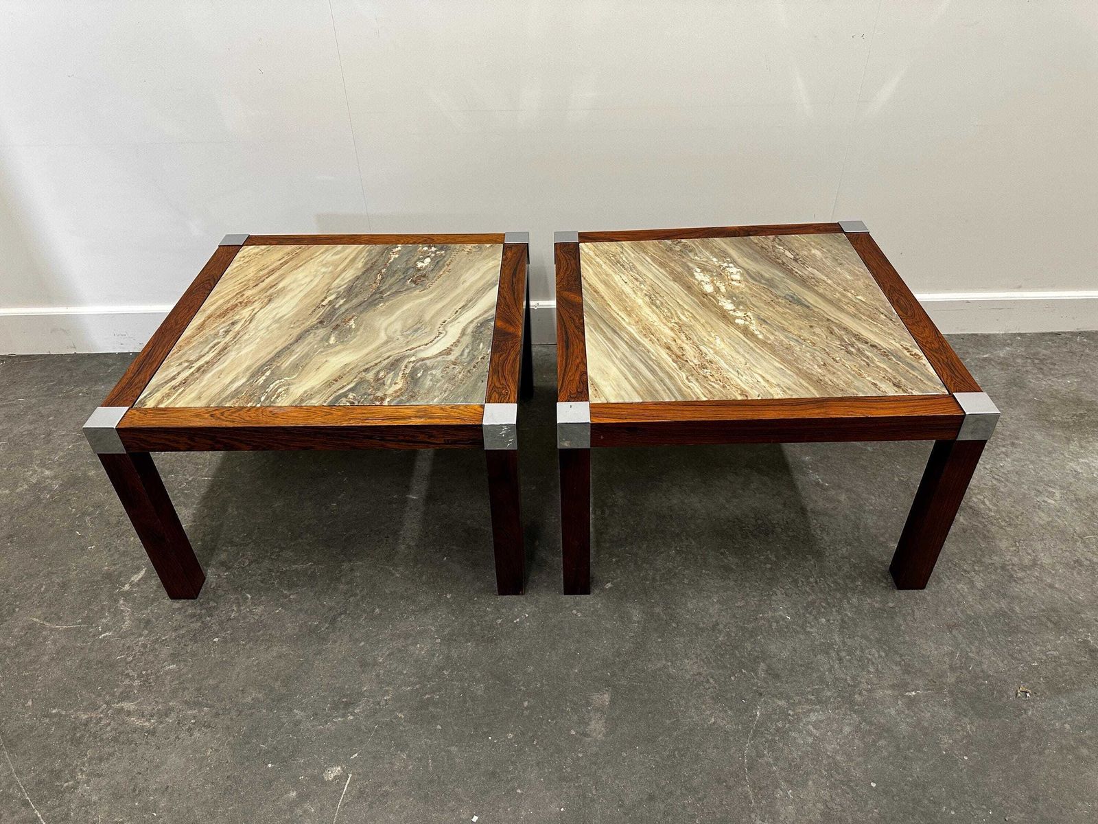 Vintage Breccia Oniciata Marble And Palisander Coffee/ Side Table, Italy 1970s photo Furniture