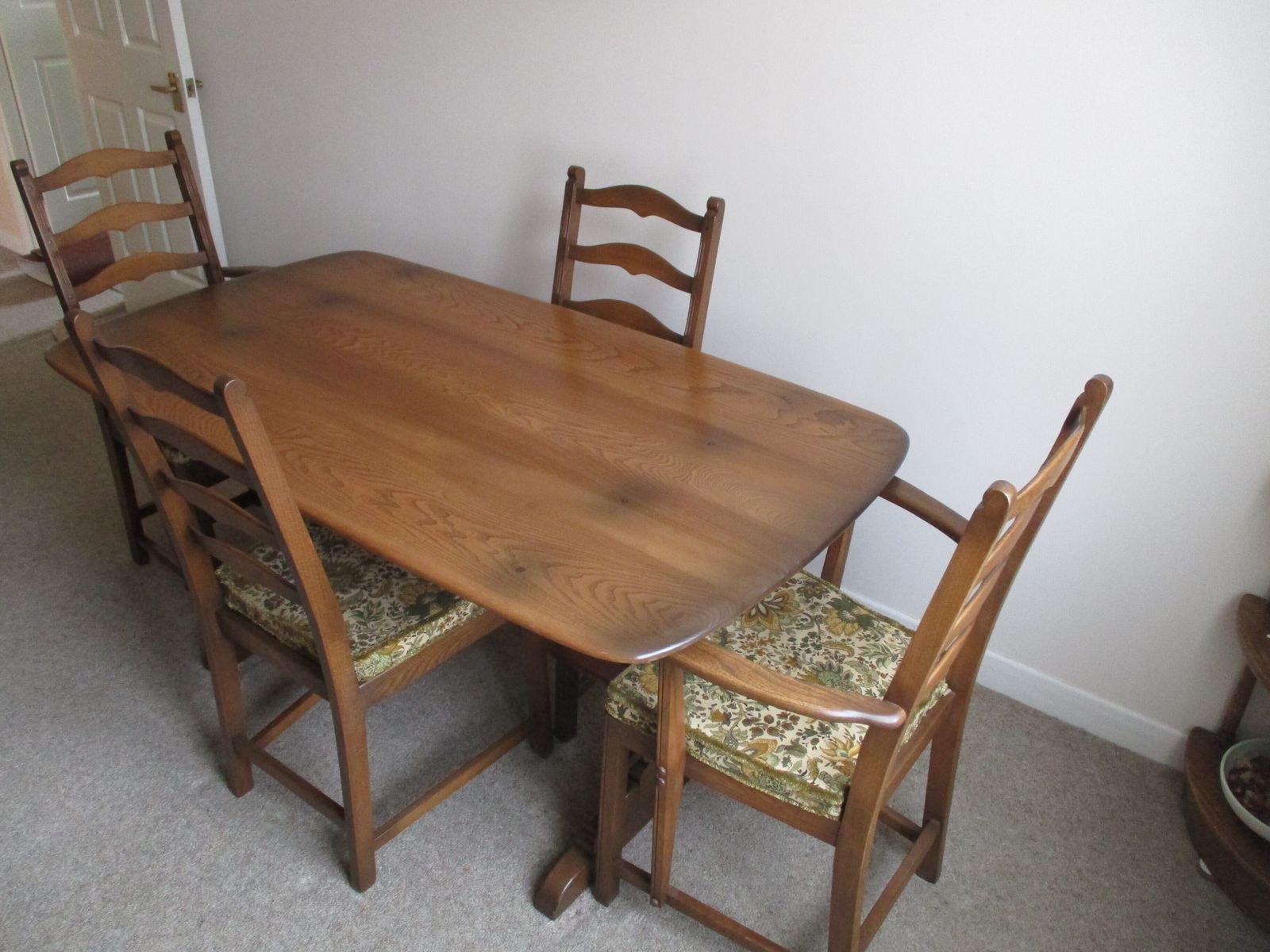 Ercol Refectory Dining Table And Four Dining Chairs (All Golden Dawn)