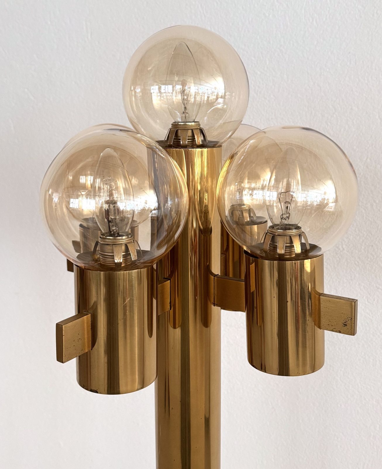 Mid Century Hans Agne Jakobsson Brass Floor Lamp With 5 Glasses photo vintage