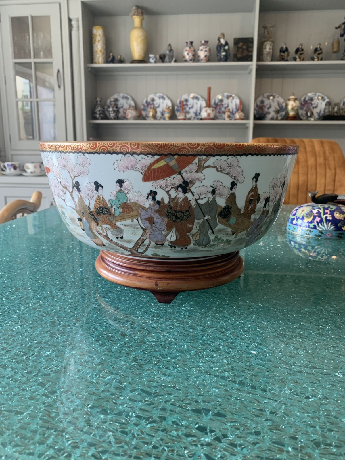 Antique Meiji Japanese Satsuma Bowl With Geishas