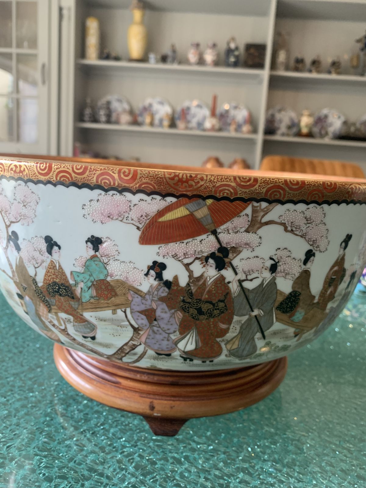Antique Meiji Japanese Satsuma Bowl With Geishas photo vinterior