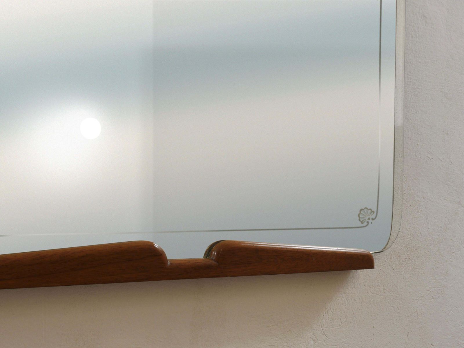 Grand Paolo Buffa Cherry & Brass Wall Mirror, Mid Century Italy, Ca. 1940s photo vintage