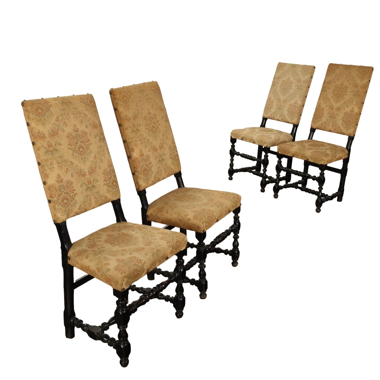 Baroque Chairs Ebony Painted Walnut Italy XVIII Century