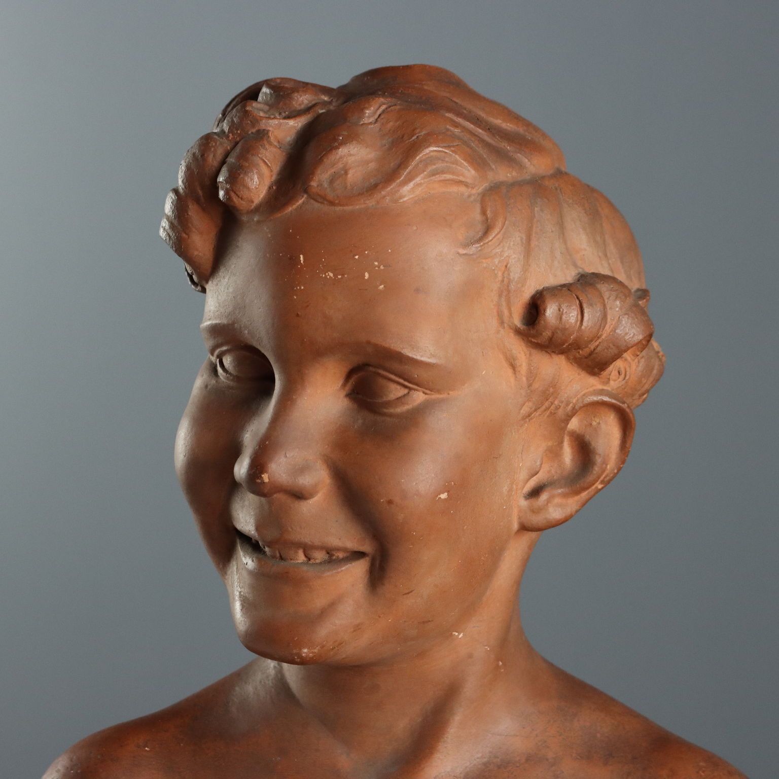 Antique Bust Of Boy Terracotta Signed A. Menchi Art XX Century photo for sale