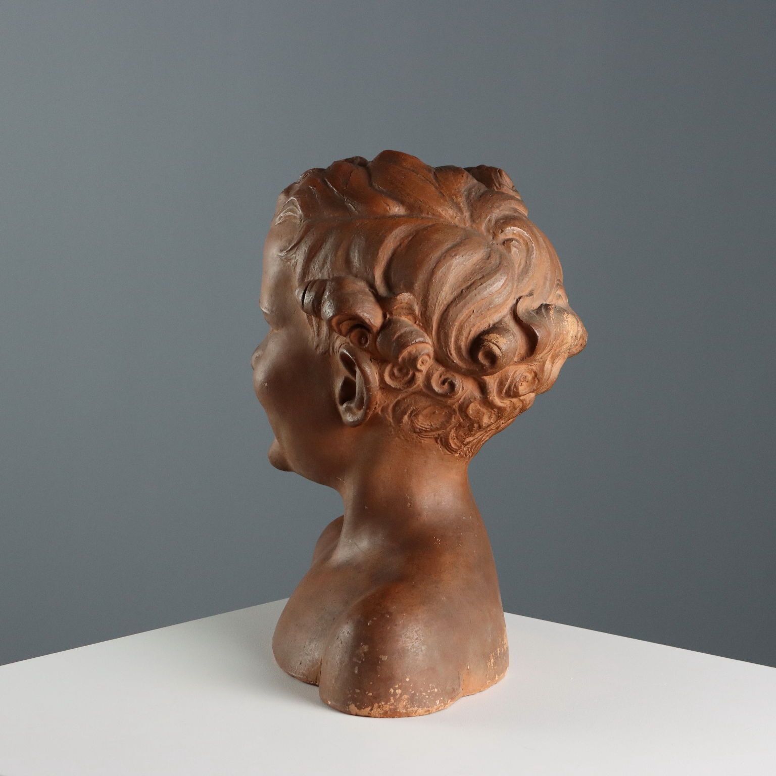 Antique Bust Of Boy Terracotta Signed A. Menchi Art XX Century photo vintage