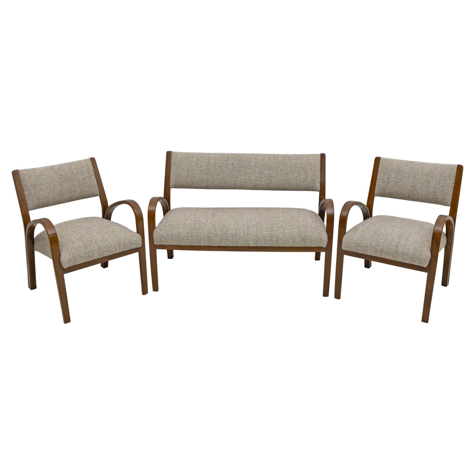 Art Dèco Italian Fabric Two Armchairs And Small Sofa, 1930s