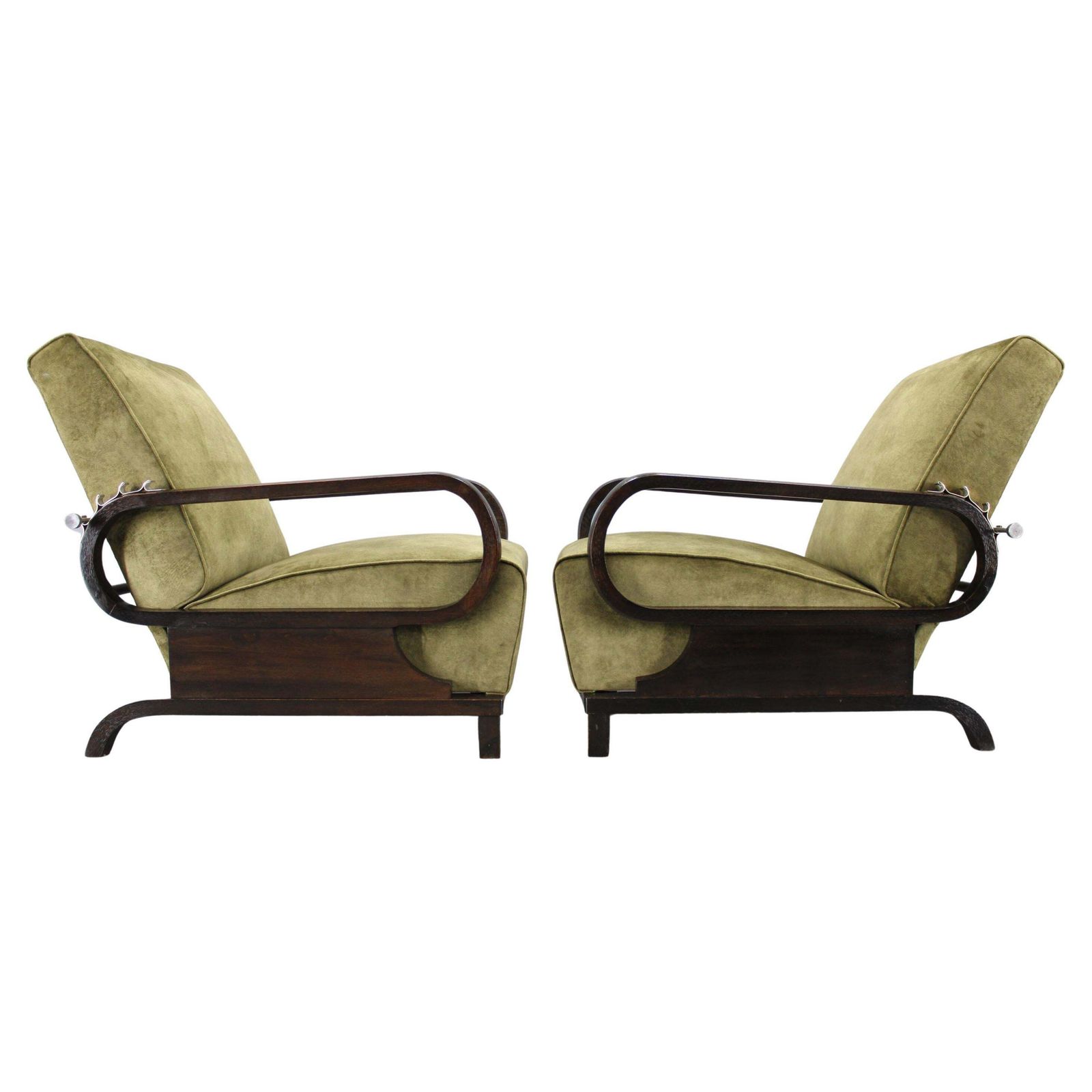 1930s Rare Restored Adjustable Art Deco Armchairs, Czechoslovakia