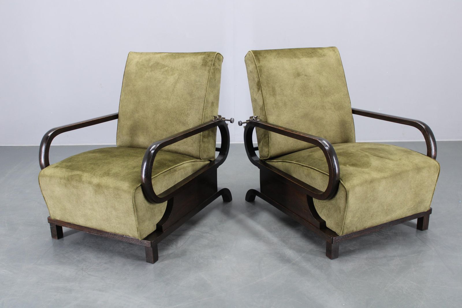 1930s Rare Restored Adjustable Art Deco Armchairs, Czechoslovakia photo vintage
