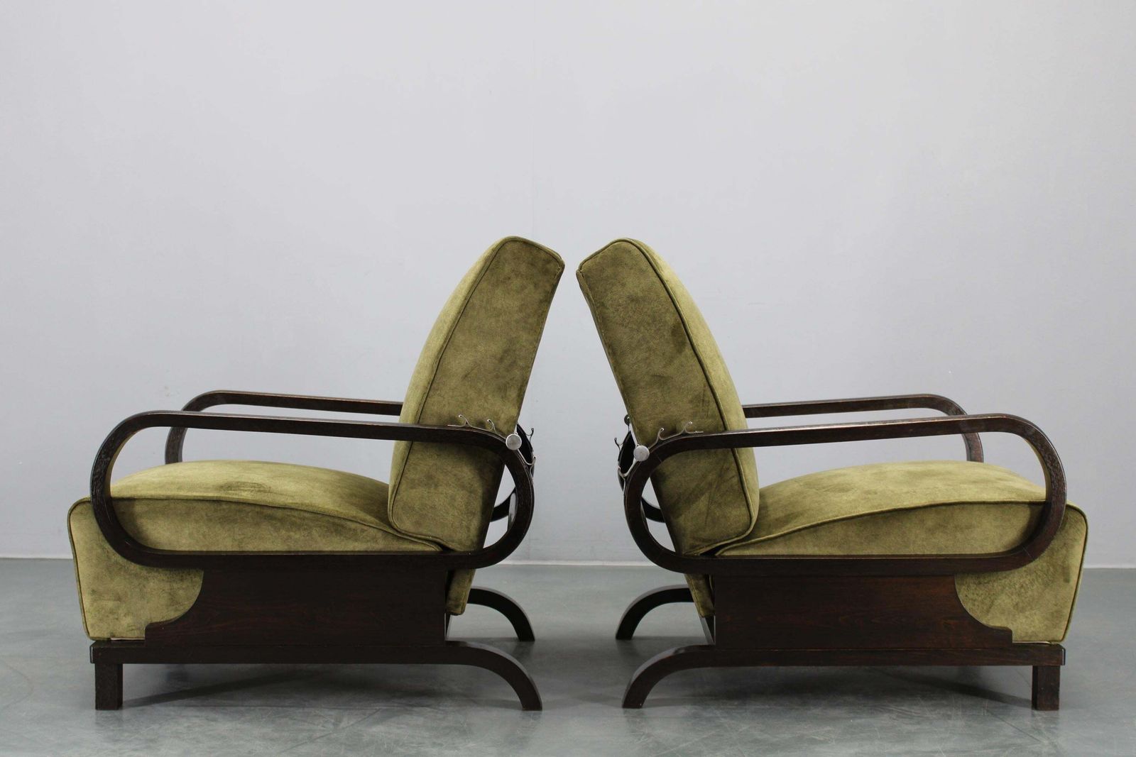 photo furniture 1930s Rare Restored Adjustable Art Deco Armchairs, Czechoslovakia