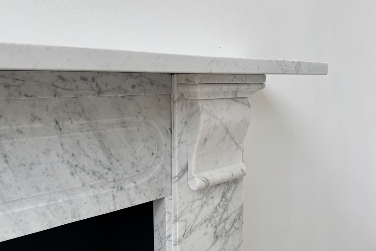 Antique Victorian Corbelled Carrara Marble Fireplace Surround photo buy