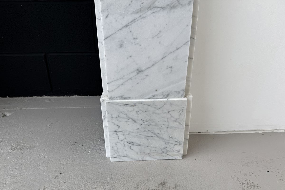 photo for sale Antique Victorian Corbelled Carrara Marble Fireplace Surround