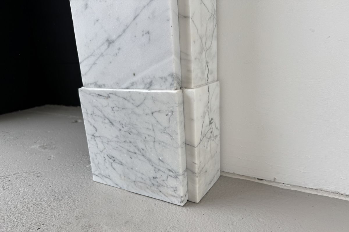 Home Fixtures Antique Victorian Corbelled Carrara Marble Fireplace Surround photo
