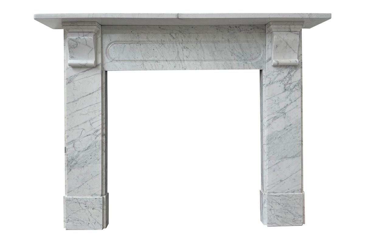 photo buy Antique Victorian Corbelled Carrara Marble Fireplace Surround