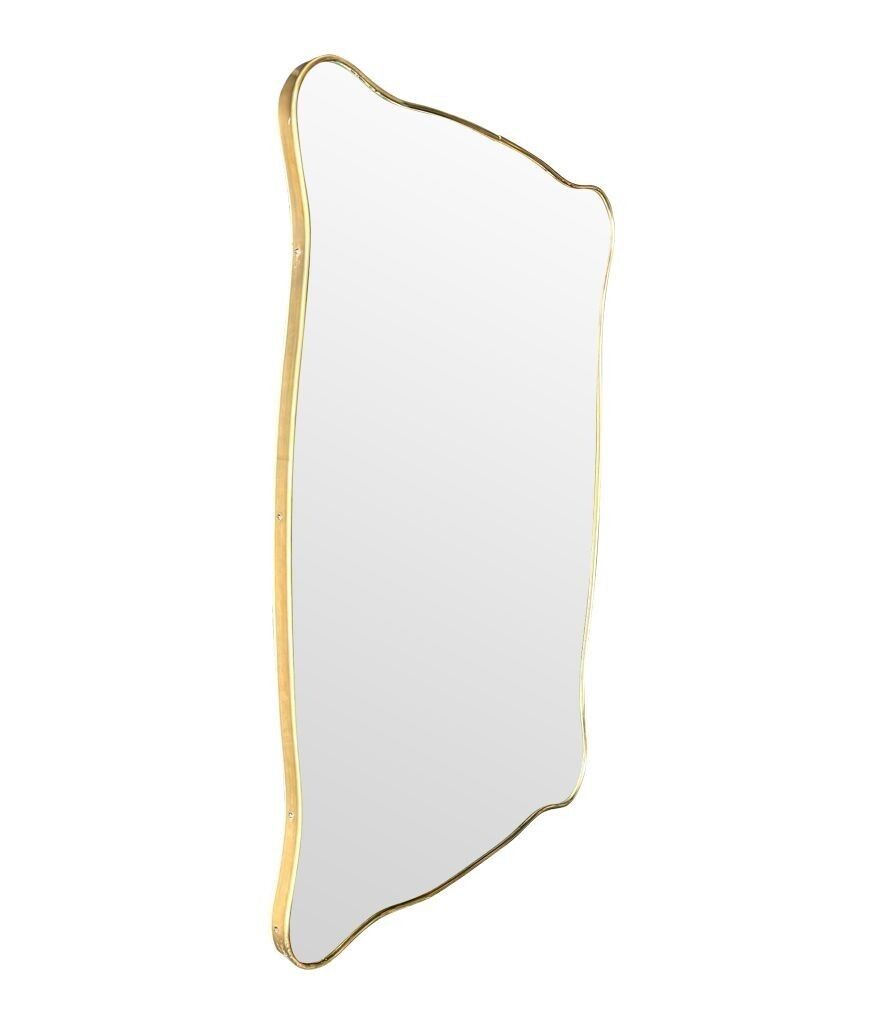 A Lovely Shaped, Landscape Or Portrait, Orignal Italian 1950s Brass Framed Mirror photo 3450.0
