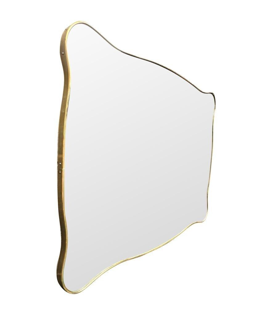 photo furniture A Lovely Shaped, Landscape Or Portrait, Orignal Italian 1950s Brass Framed Mirror
