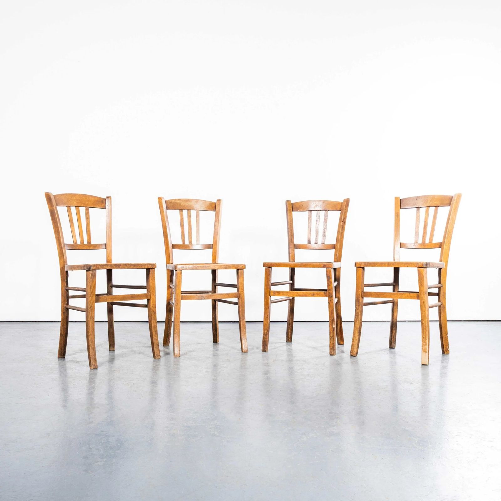 1950’s French Farmhouse Dining Chairs With Radial Patterned Seat – Set Of Four photo vintage