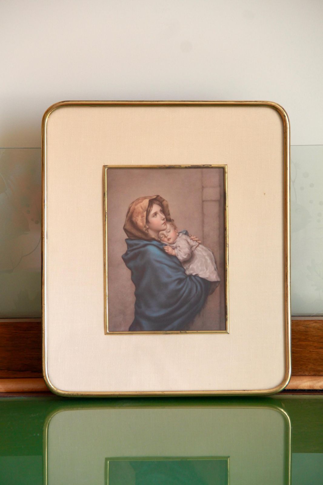 Maria, Antique Midcentury Religious Painting By Ferruzzi, Italy, 1950s photo furniture