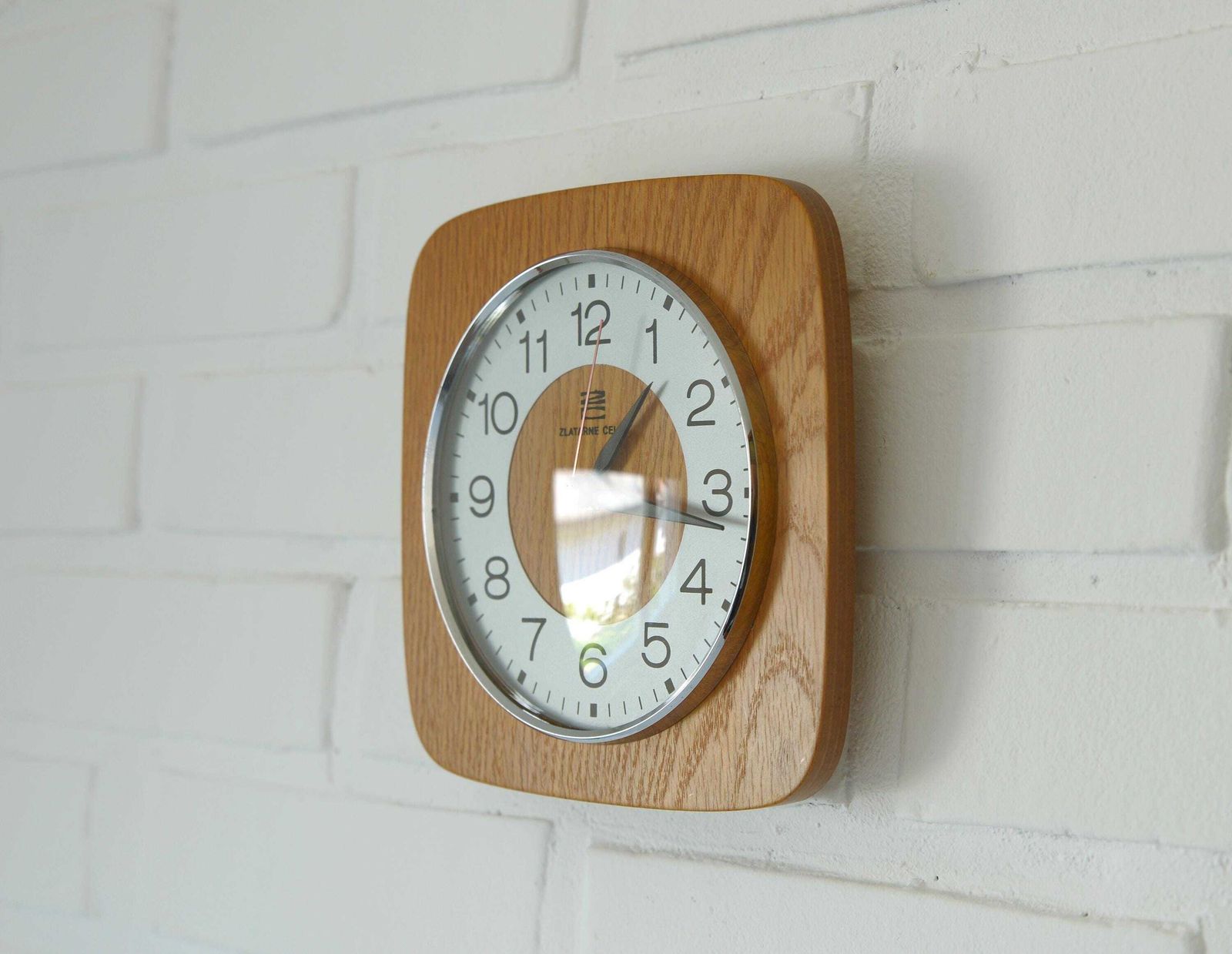 Vintage Wooden Wall Clock / Mid Century Modern Working Clock / Farmhouse Wall Decor / Yugoslavia 80's / Retro Kitchen photo for sale