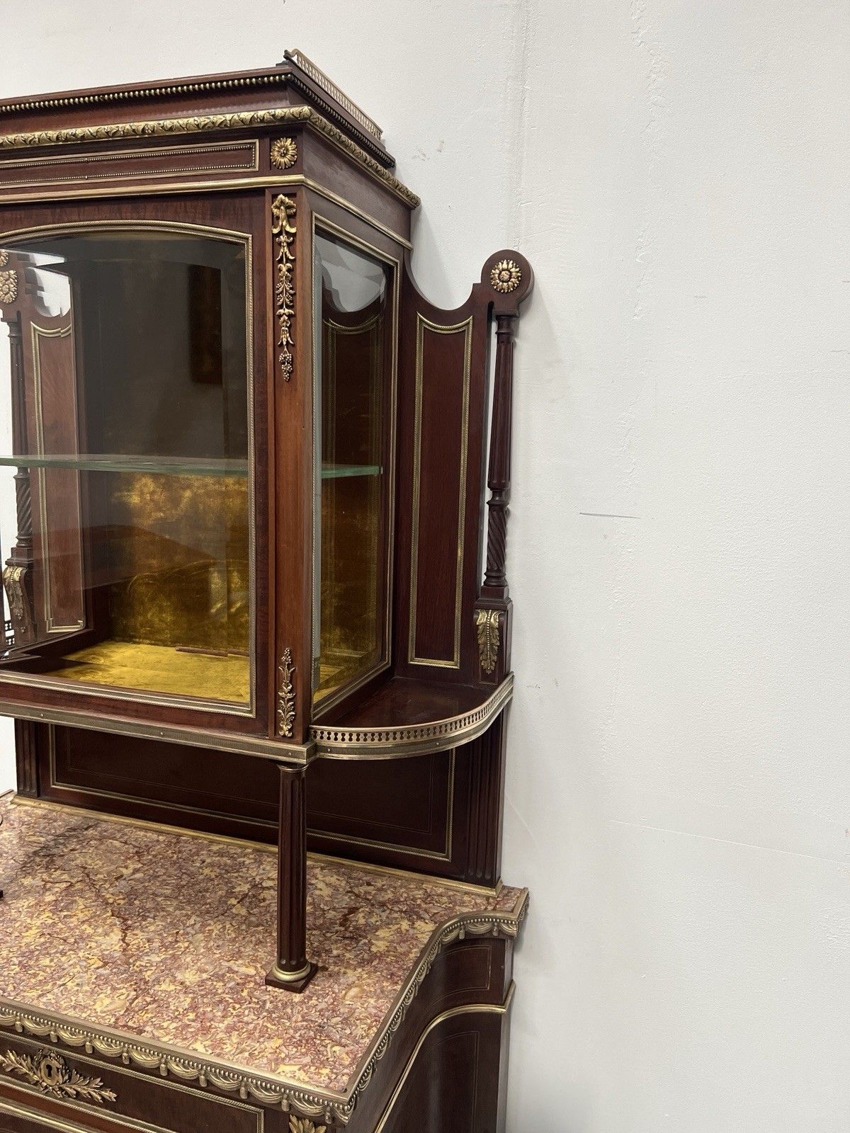 Napoleon III Mahogany And Chiseled Bronze Display Cabinet 19th Century photo vinterior