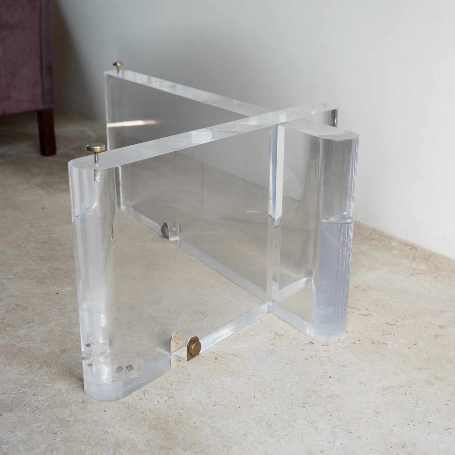 Vintage American Lucite Coffee Table Base By Lion In Frost, Signed, 1970s photo buy