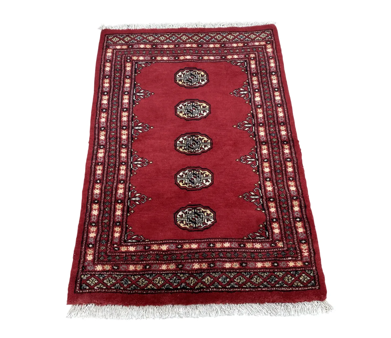 Authentic Bokhara Rug Hand Knotted Afghan Carpet With Geometric Design 3x4