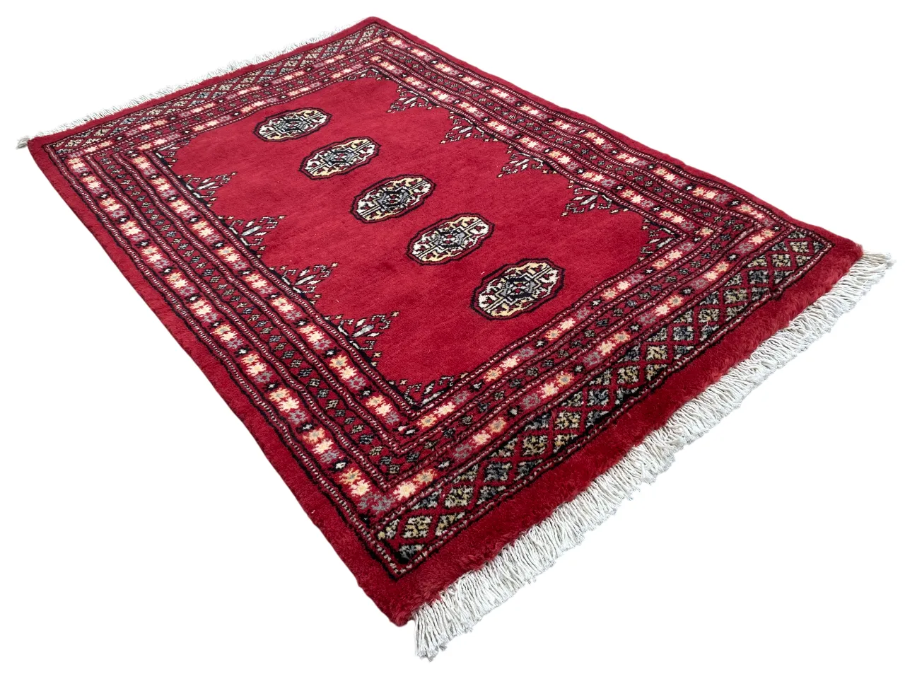 photo for sale Authentic Bokhara Rug Hand Knotted Afghan Carpet With Geometric Design 3x4