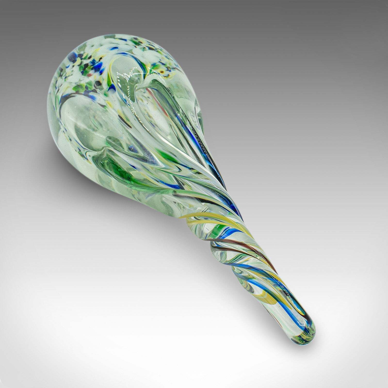 Vintage Murano Twist Vase, Italian, Art Glass Posy Sleeve, Paperweight, C.1980 photo vinterior