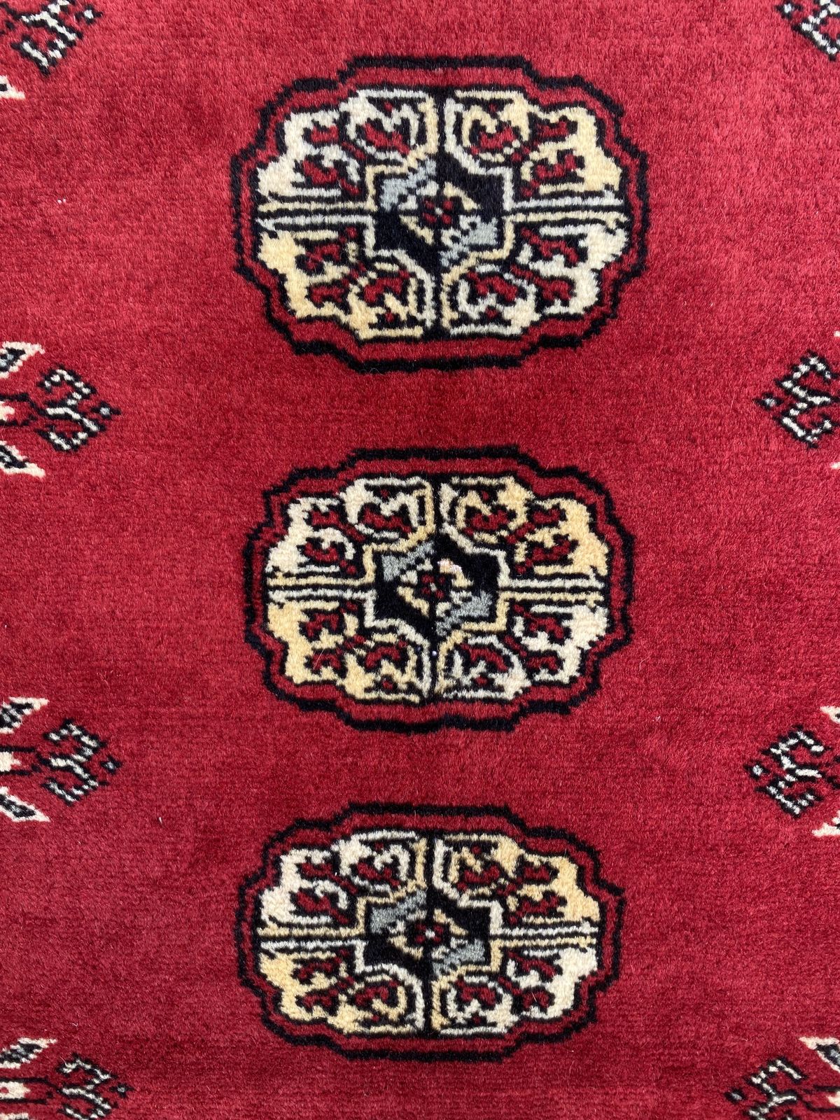 Small Bokhara Rug Traditional Hand Knotted Carpet With Geometric Design photo furniture