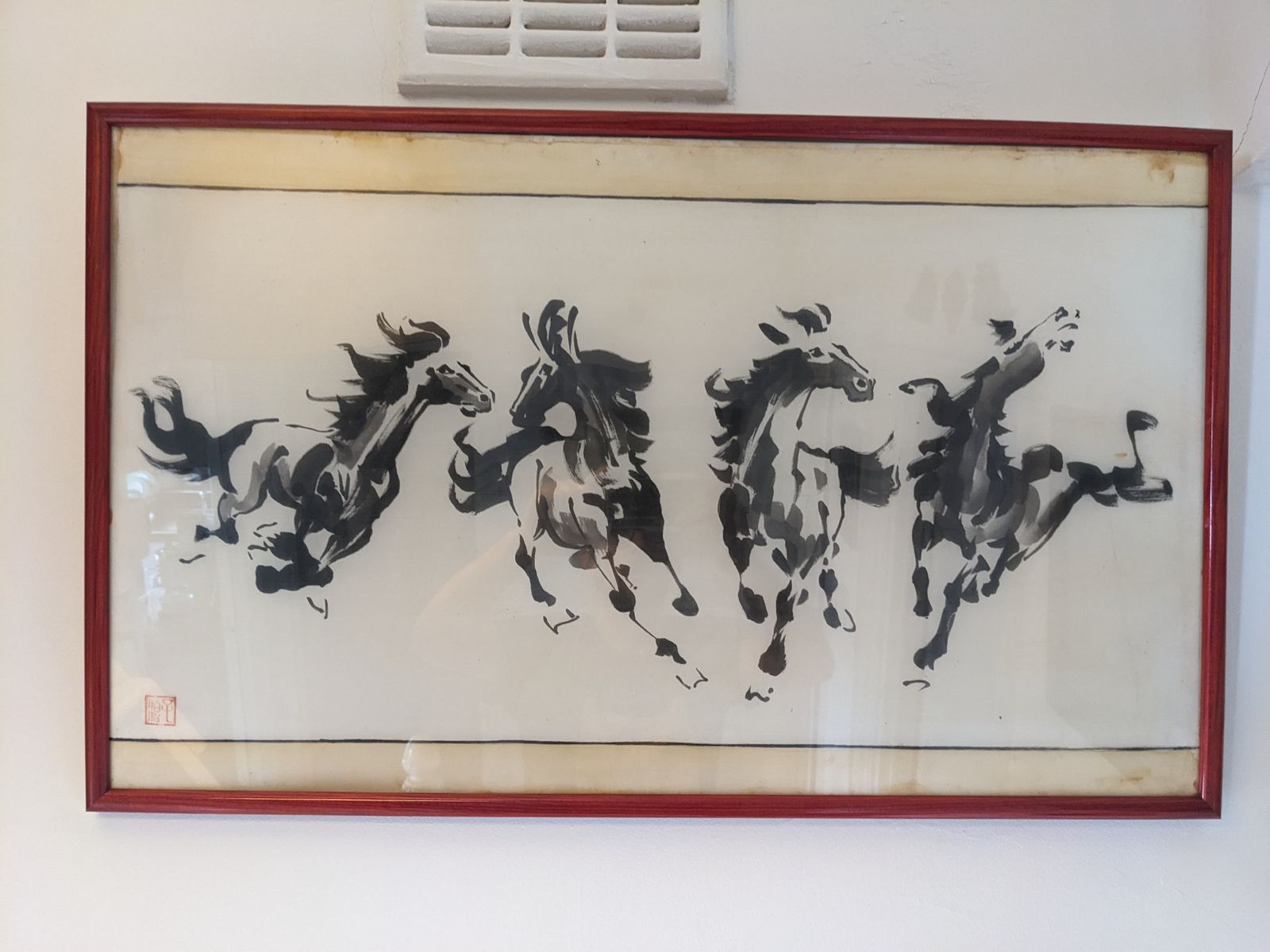 Yeh Tsui Pai Celestial Horses Watercolor Print On Fabric