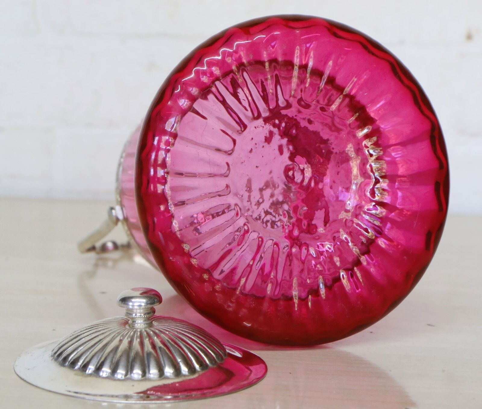 photo furniture A Cranberry Glass Biscuit Barrel Early 20th Century Epns Fittings And Handle Excellent